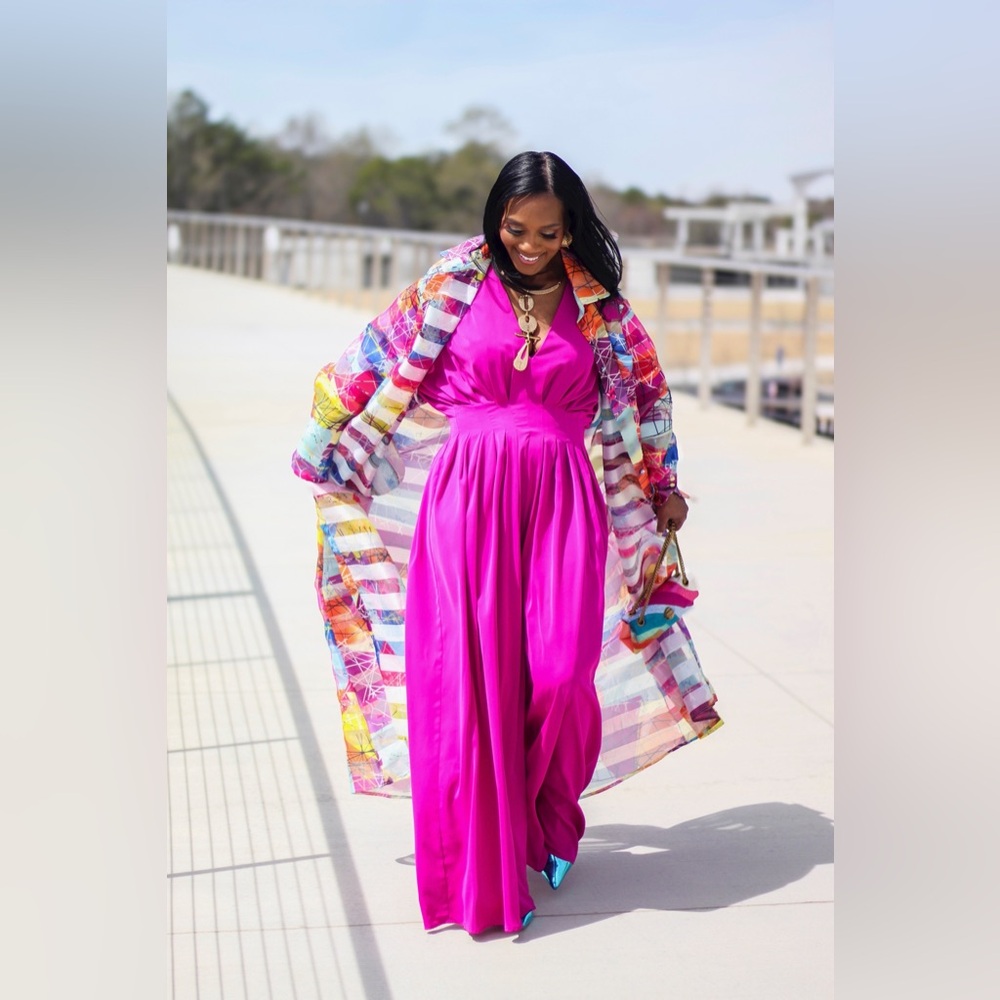 Beautiful Magenta Wide Leg Jumpsuit - Picture 2 of 16